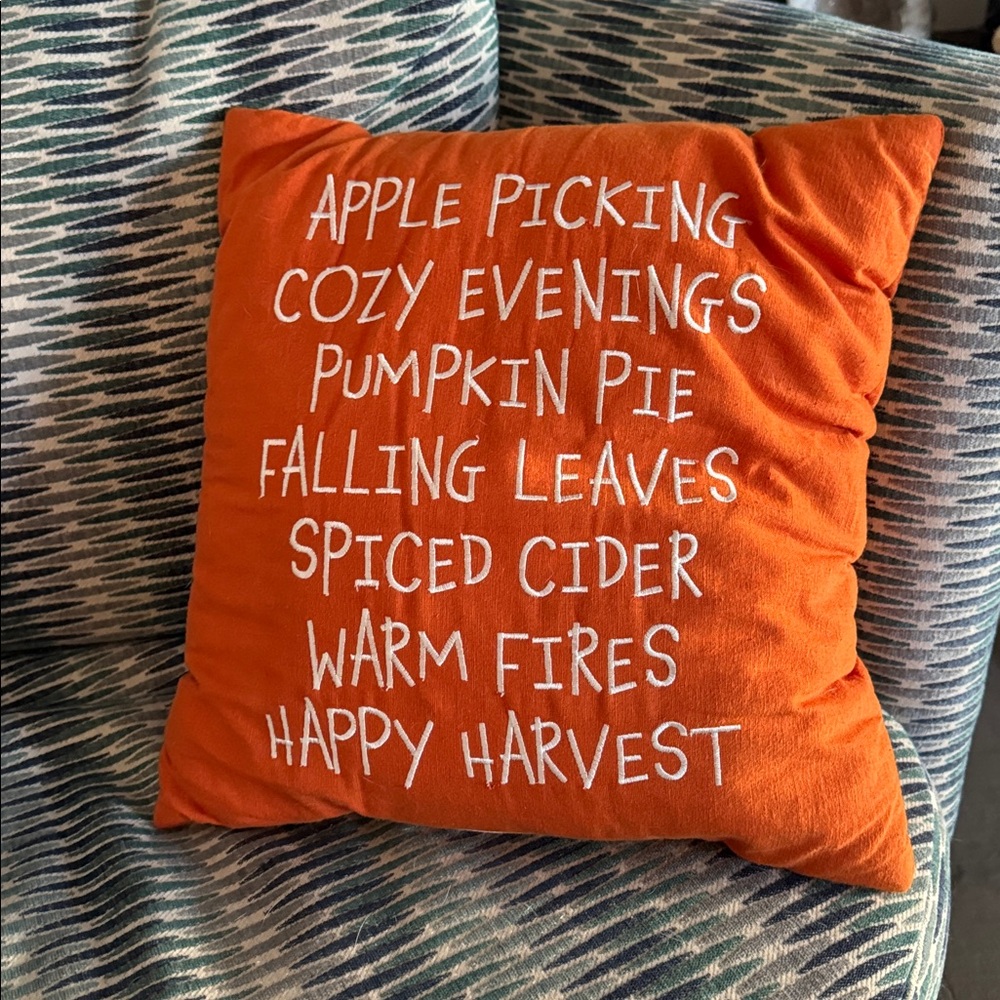 Autumn/Fall Favorites Pillow 14" x 14": Apple Picking, Pumpkin Pie, Spiced Cider